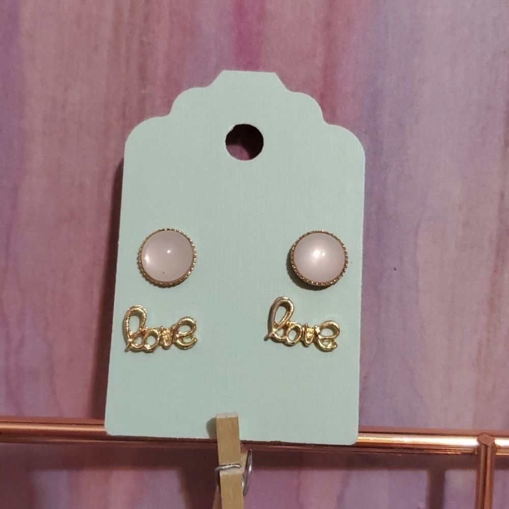 Love/Round Earrings  ( Any 5 Items For $20 )